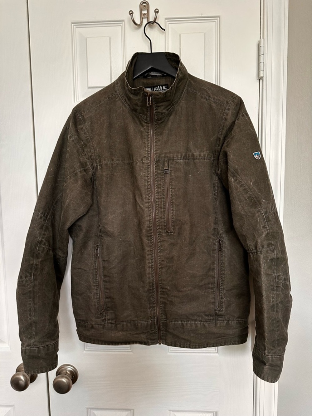 Khul Burr Men's Olive Brown Lightweight Canvas Jacket with felt liner